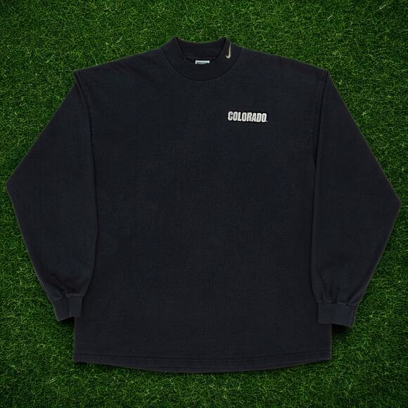 Nike Other - Colorado Buffaloes Nike Swoosh Mock Turtleneck Black Long Sleeve XL 90s USA